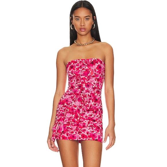 More To Come Revolve Natalie Strapless Mini Dress Pink Floral NWOT Size XS - Picture 1 of 7